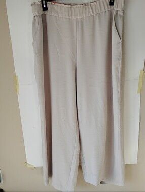 Hilary Radley Oatmeal Color Wide-Leg Pull-On Pants Size XXL